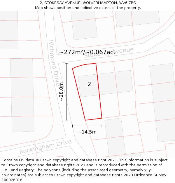 2, STOKESAY AVENUE, WOLVERHAMPTON, WV6 7RS: Plot and title map