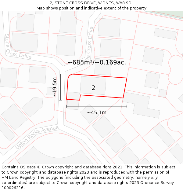 2, STONE CROSS DRIVE, WIDNES, WA8 9DL: Plot and title map