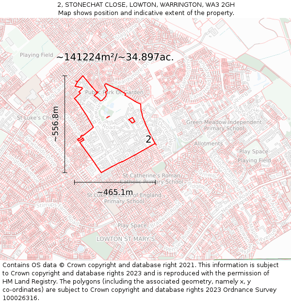 2, STONECHAT CLOSE, LOWTON, WARRINGTON, WA3 2GH: Plot and title map