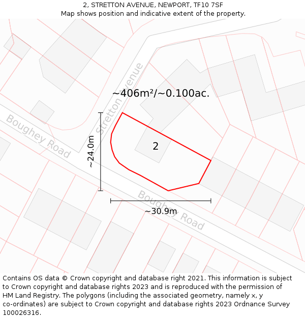 2, STRETTON AVENUE, NEWPORT, TF10 7SF: Plot and title map