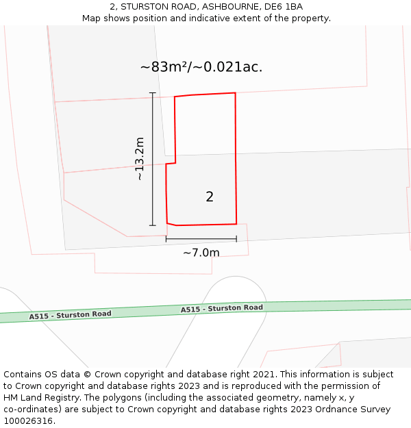 2, STURSTON ROAD, ASHBOURNE, DE6 1BA: Plot and title map