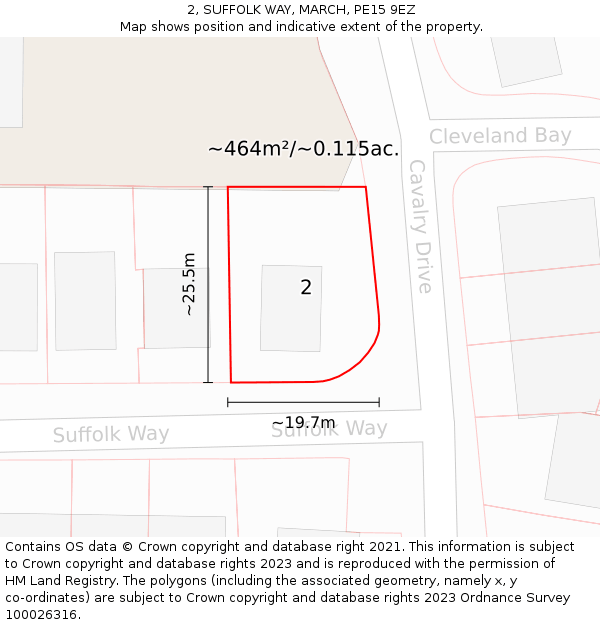 2, SUFFOLK WAY, MARCH, PE15 9EZ: Plot and title map