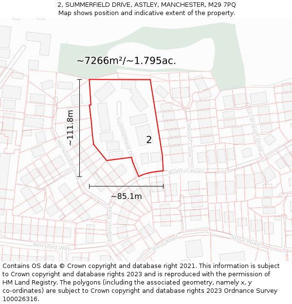 2, SUMMERFIELD DRIVE, ASTLEY, MANCHESTER, M29 7PQ: Plot and title map