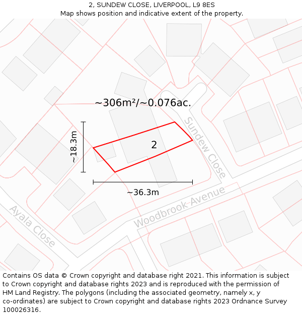 2, SUNDEW CLOSE, LIVERPOOL, L9 8ES: Plot and title map