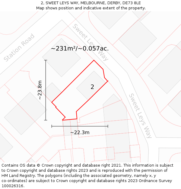 2, SWEET LEYS WAY, MELBOURNE, DERBY, DE73 8LE: Plot and title map