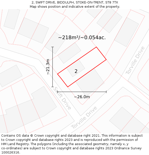 2, SWIFT DRIVE, BIDDULPH, STOKE-ON-TRENT, ST8 7TX: Plot and title map