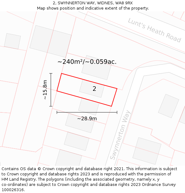 2, SWYNNERTON WAY, WIDNES, WA8 9RX: Plot and title map