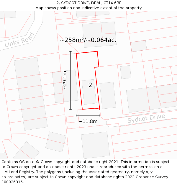 2, SYDCOT DRIVE, DEAL, CT14 6BF: Plot and title map