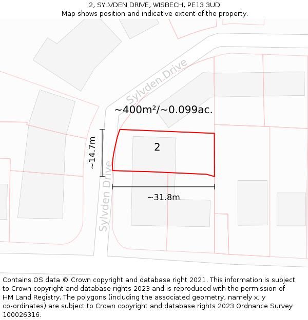 2, SYLVDEN DRIVE, WISBECH, PE13 3UD: Plot and title map