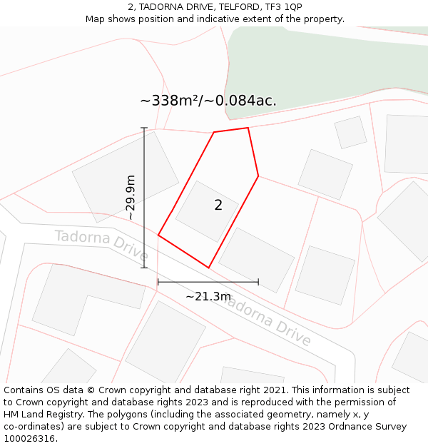 2, TADORNA DRIVE, TELFORD, TF3 1QP: Plot and title map