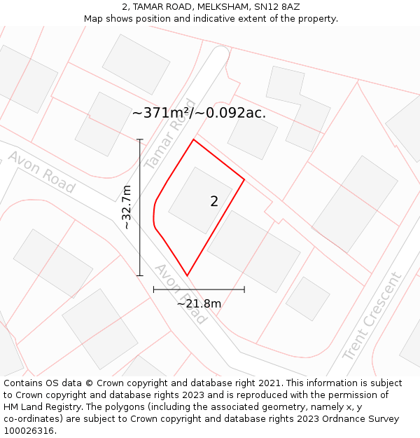 2, TAMAR ROAD, MELKSHAM, SN12 8AZ: Plot and title map