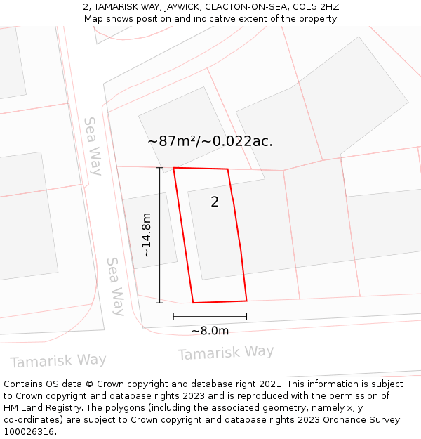 2, TAMARISK WAY, JAYWICK, CLACTON-ON-SEA, CO15 2HZ: Plot and title map