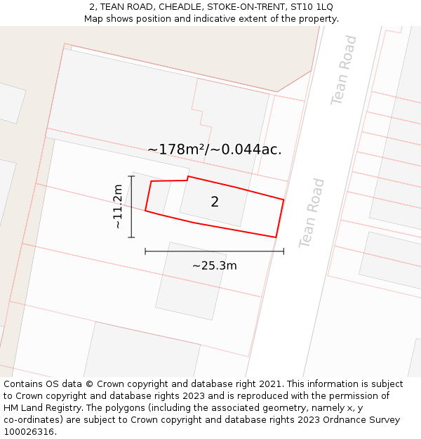 2, TEAN ROAD, CHEADLE, STOKE-ON-TRENT, ST10 1LQ: Plot and title map