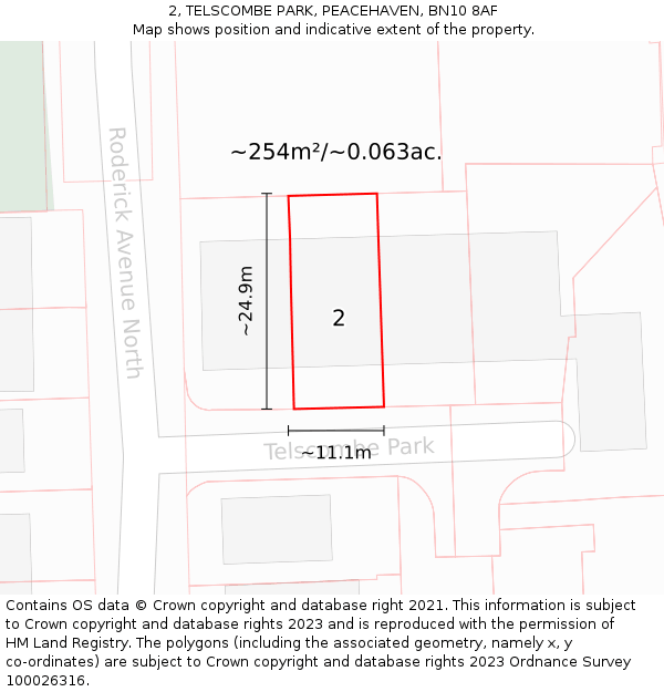 2, TELSCOMBE PARK, PEACEHAVEN, BN10 8AF: Plot and title map