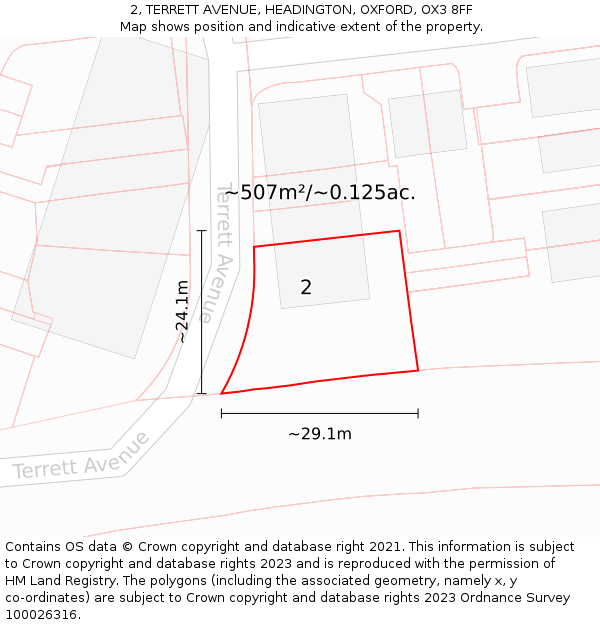 2, TERRETT AVENUE, HEADINGTON, OXFORD, OX3 8FF: Plot and title map