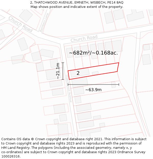 2, THATCHWOOD AVENUE, EMNETH, WISBECH, PE14 8AQ: Plot and title map