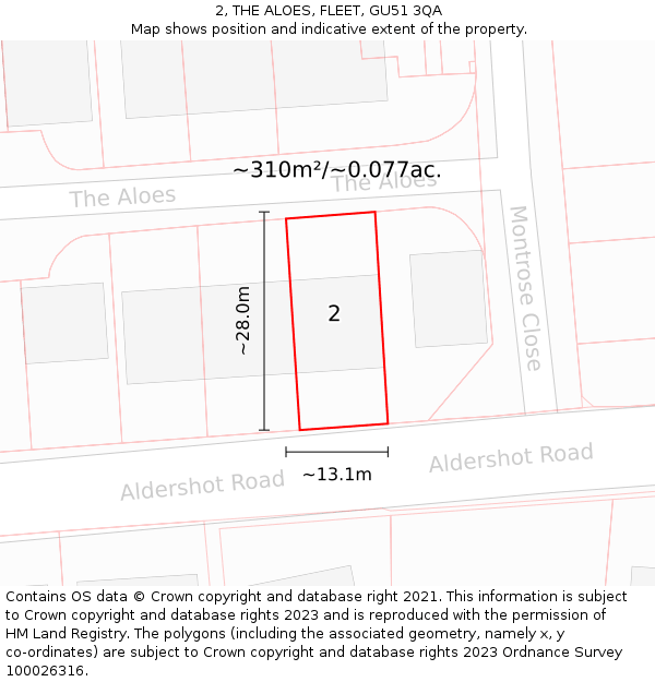 2, THE ALOES, FLEET, GU51 3QA: Plot and title map