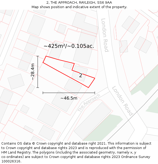 2, THE APPROACH, RAYLEIGH, SS6 9AA: Plot and title map