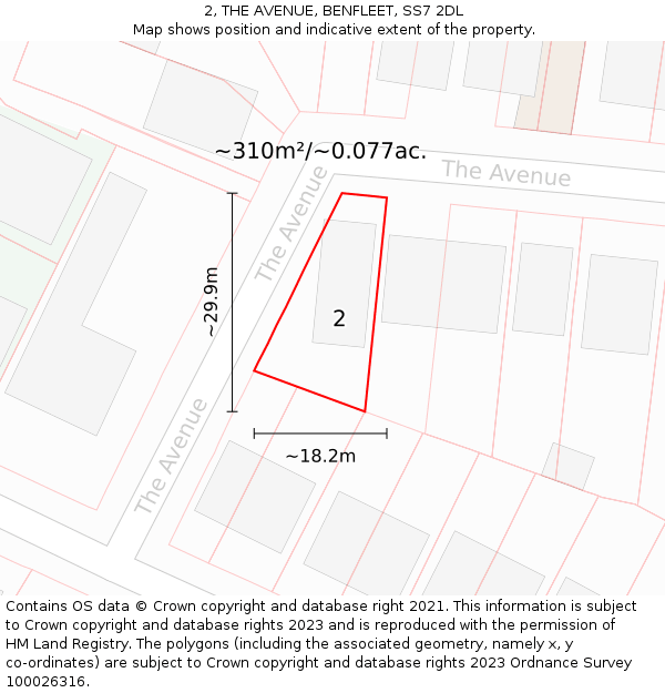 2, THE AVENUE, BENFLEET, SS7 2DL: Plot and title map