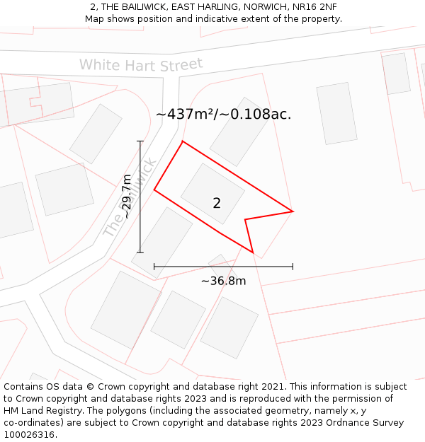 2, THE BAILIWICK, EAST HARLING, NORWICH, NR16 2NF: Plot and title map