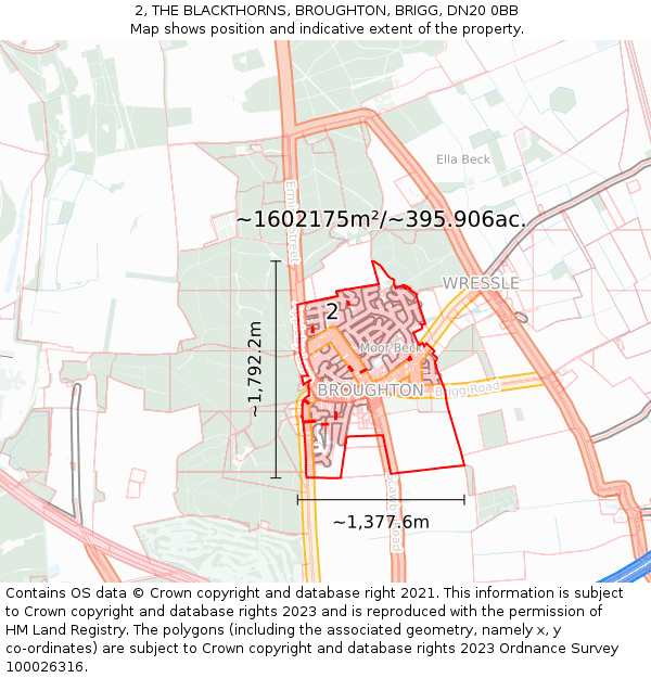 2, THE BLACKTHORNS, BROUGHTON, BRIGG, DN20 0BB: Plot and title map