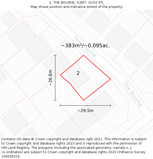 2, THE BOURNE, FLEET, GU52 6TL: Plot and title map