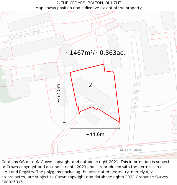 2, THE CEDARS, BOLTON, BL1 7HT: Plot and title map