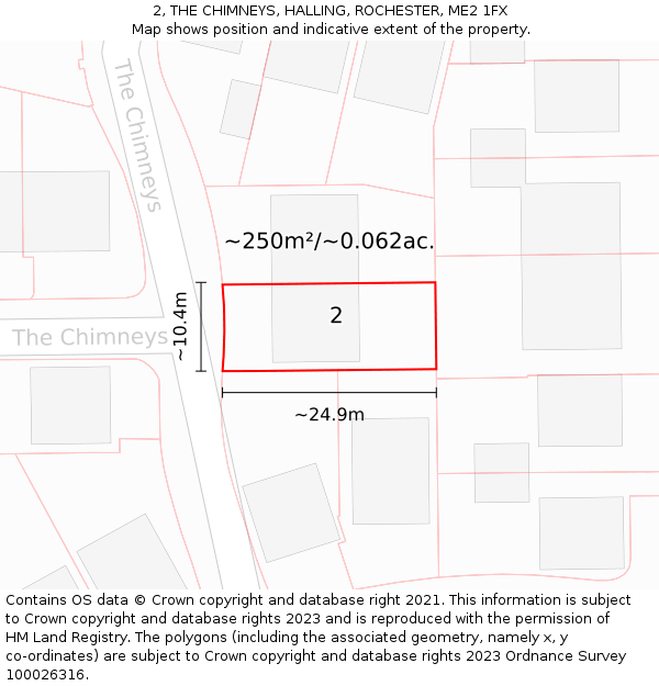 2, THE CHIMNEYS, HALLING, ROCHESTER, ME2 1FX: Plot and title map