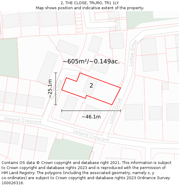 2, THE CLOSE, TRURO, TR1 1LY: Plot and title map