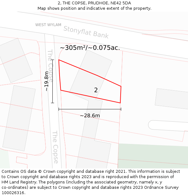 2, THE COPSE, PRUDHOE, NE42 5DA: Plot and title map
