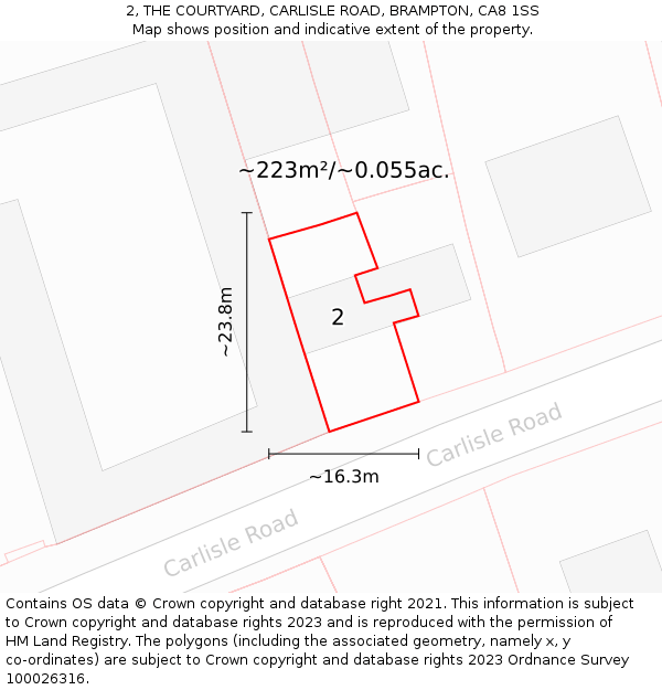 2, THE COURTYARD, CARLISLE ROAD, BRAMPTON, CA8 1SS: Plot and title map