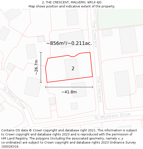 2, THE CRESCENT, MALVERN, WR14 4JG: Plot and title map