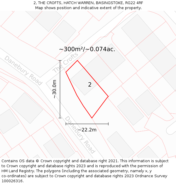 2, THE CROFTS, HATCH WARREN, BASINGSTOKE, RG22 4RF: Plot and title map