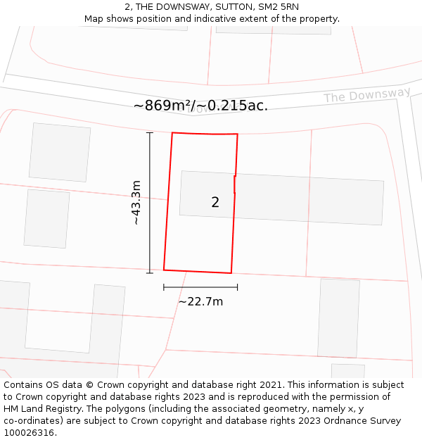 2, THE DOWNSWAY, SUTTON, SM2 5RN: Plot and title map