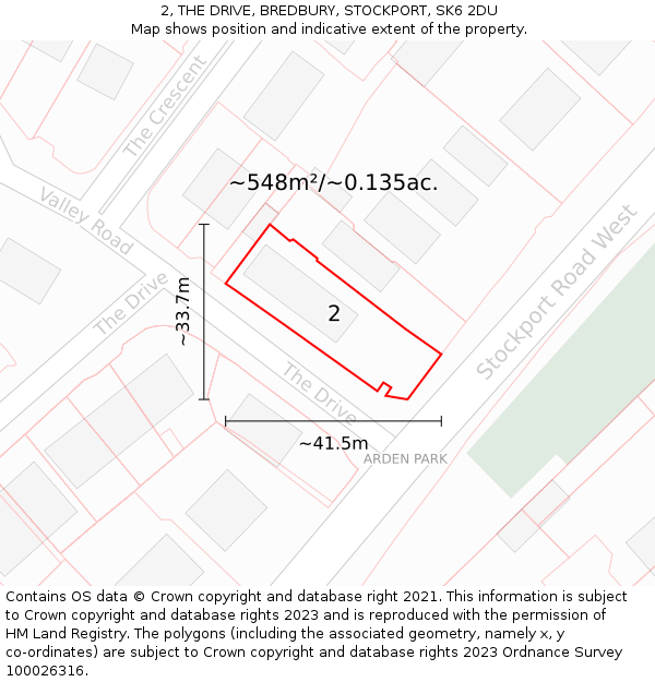 2, THE DRIVE, BREDBURY, STOCKPORT, SK6 2DU: Plot and title map