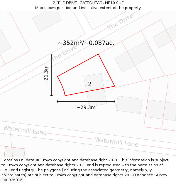 2, THE DRIVE, GATESHEAD, NE10 9UE: Plot and title map