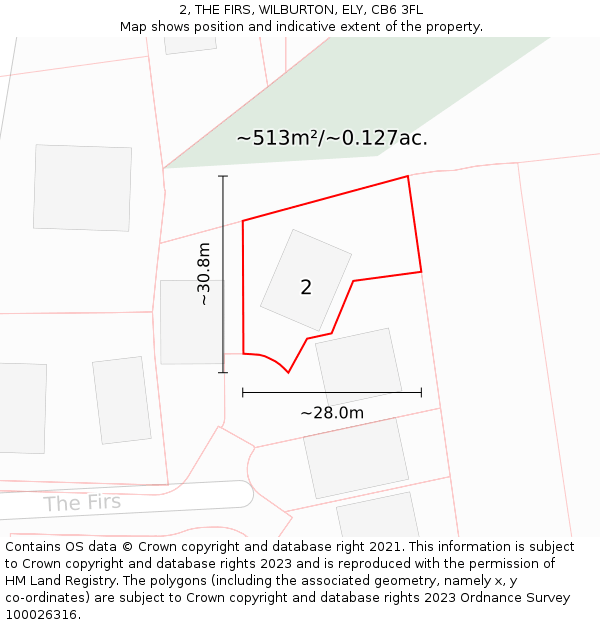 2, THE FIRS, WILBURTON, ELY, CB6 3FL: Plot and title map