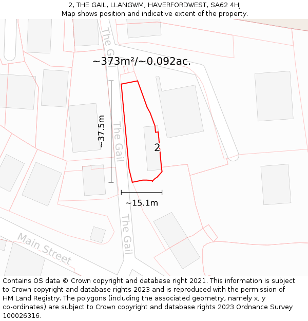 2, THE GAIL, LLANGWM, HAVERFORDWEST, SA62 4HJ: Plot and title map