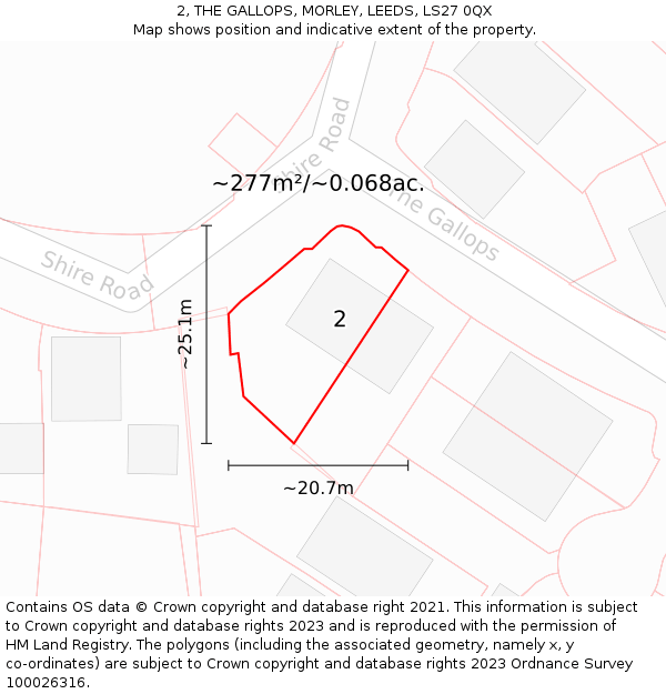 2, THE GALLOPS, MORLEY, LEEDS, LS27 0QX: Plot and title map