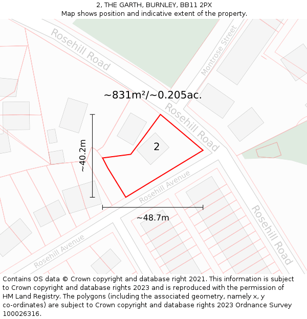 2, THE GARTH, BURNLEY, BB11 2PX: Plot and title map