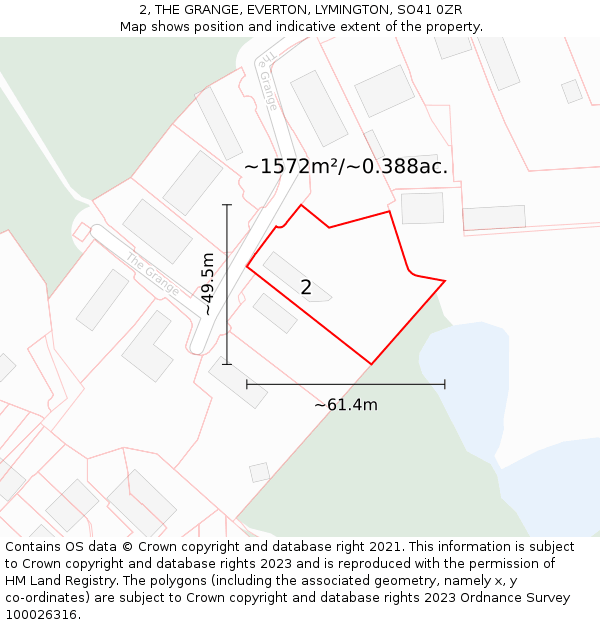 2, THE GRANGE, EVERTON, LYMINGTON, SO41 0ZR: Plot and title map