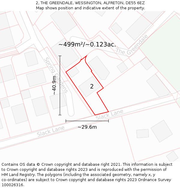 2, THE GREENDALE, WESSINGTON, ALFRETON, DE55 6EZ: Plot and title map