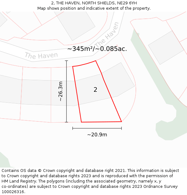 2, THE HAVEN, NORTH SHIELDS, NE29 6YH: Plot and title map