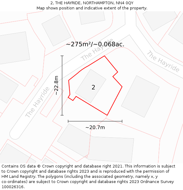 2, THE HAYRIDE, NORTHAMPTON, NN4 0QY: Plot and title map