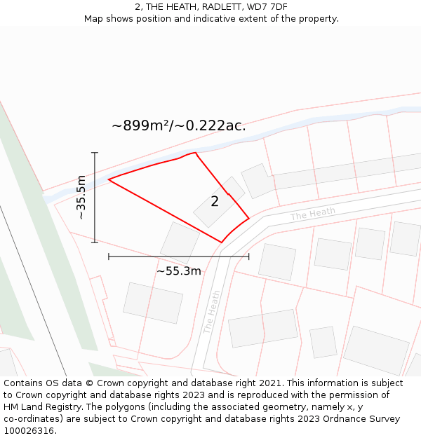 2, THE HEATH, RADLETT, WD7 7DF: Plot and title map