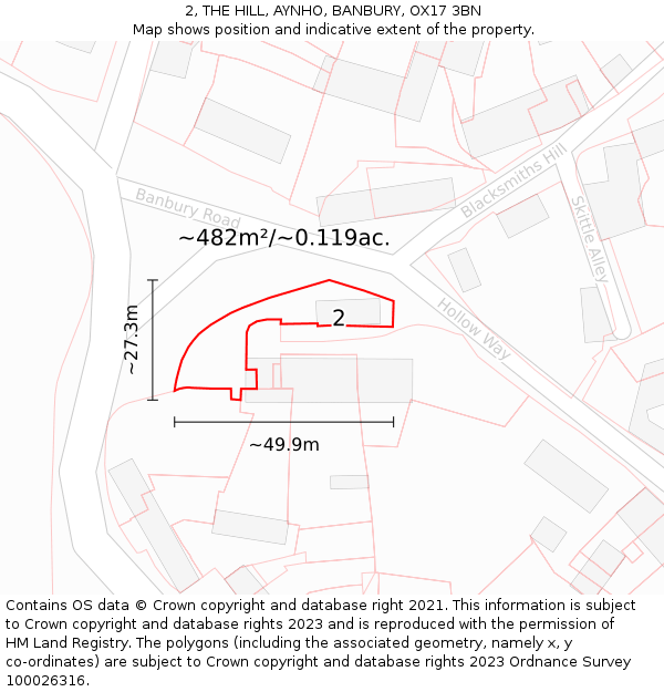 2, THE HILL, AYNHO, BANBURY, OX17 3BN: Plot and title map