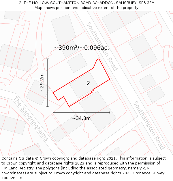 2, THE HOLLOW, SOUTHAMPTON ROAD, WHADDON, SALISBURY, SP5 3EA: Plot and title map