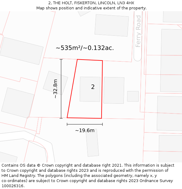 2, THE HOLT, FISKERTON, LINCOLN, LN3 4HX: Plot and title map