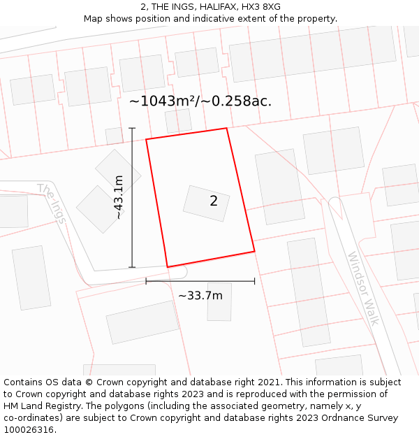 2, THE INGS, HALIFAX, HX3 8XG: Plot and title map