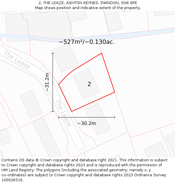 2, THE LEAZE, ASHTON KEYNES, SWINDON, SN6 6PE: Plot and title map